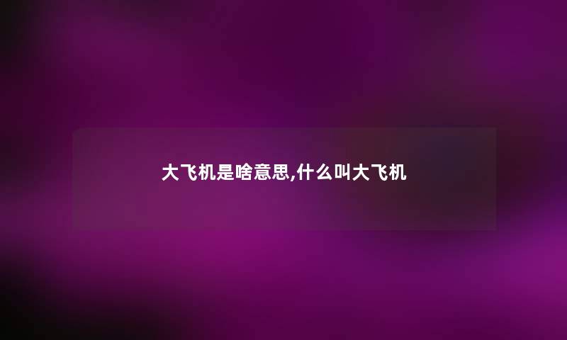 大飞机是啥意思,什么叫大飞机