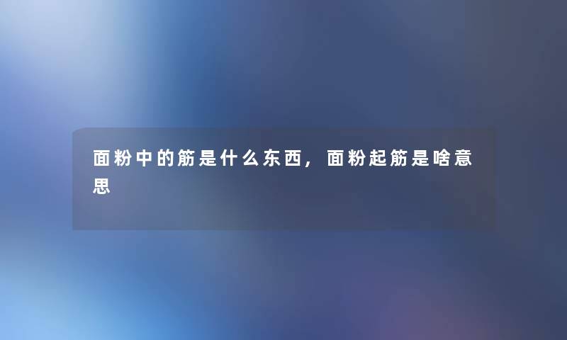 面粉中的筋是什么东西,面粉起筋是啥意思