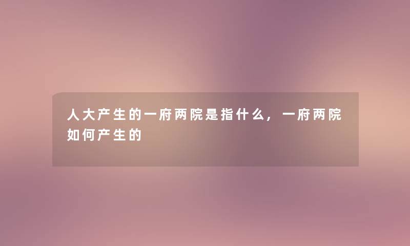 人大产生的一府两院是指什么,一府两院如何产生的