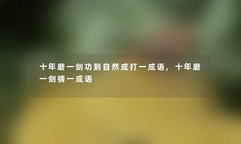 十年磨一剑功到自然成打一成语,十年磨一剑猜一成语