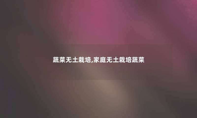 蔬菜无土栽培,家庭无土栽培蔬菜