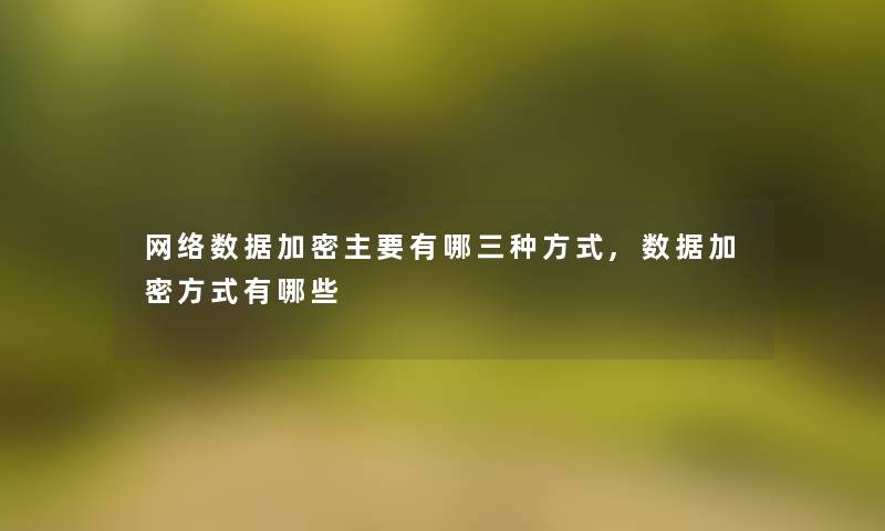网络数据加密主要有哪三种方式,数据加密方式有哪些
