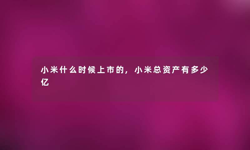 小米什么时候上市的,小米总资产有多少亿