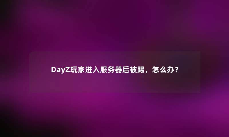 DayZ玩家进入服务器后被踢，怎么办？