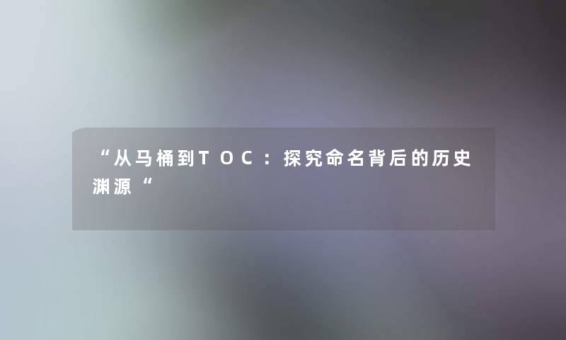 从马桶到TOC：探究命名背后的历史渊源