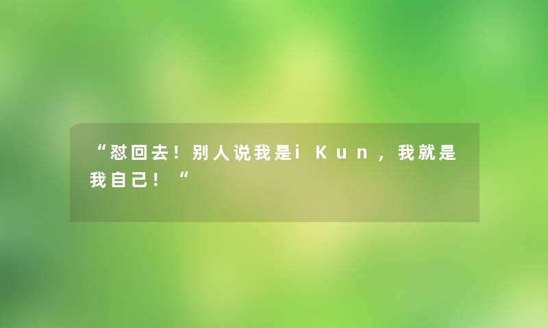 怼回去！别人说我是iKun，我就是我自己！