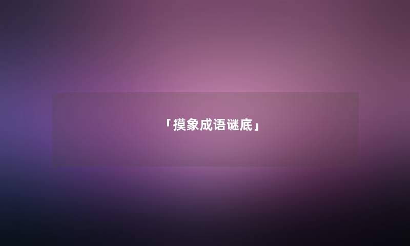 「摸象成语谜底」