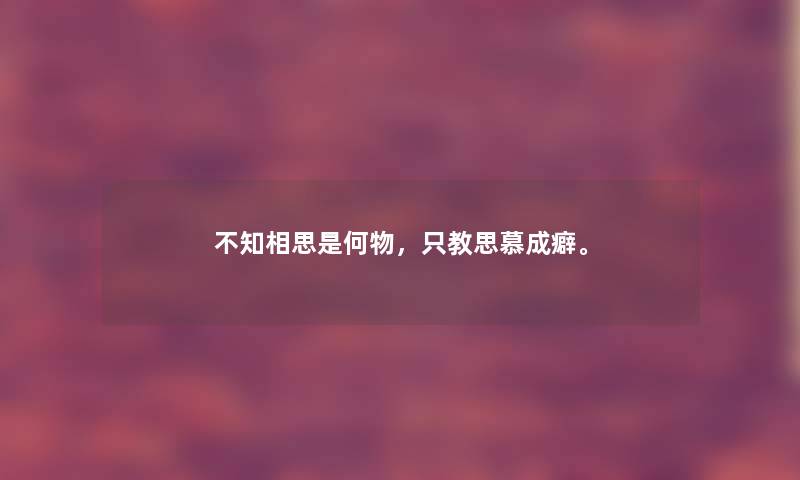 不知相思是何物，只教思慕成癖。