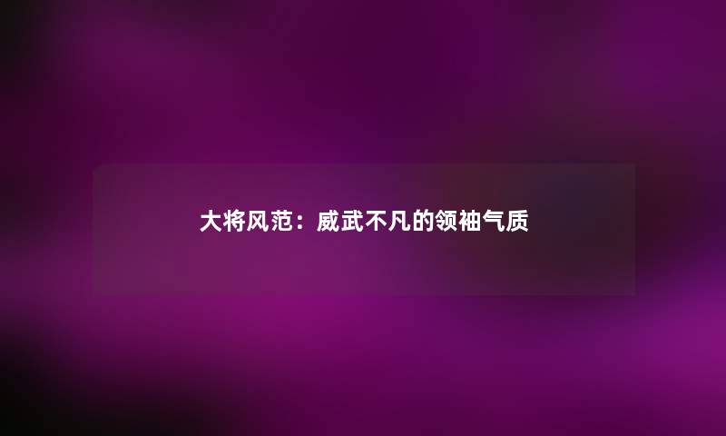 大将风范：威武不凡的领袖气质