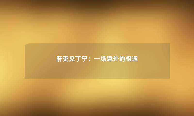 府吏见丁宁：一场意外的相遇