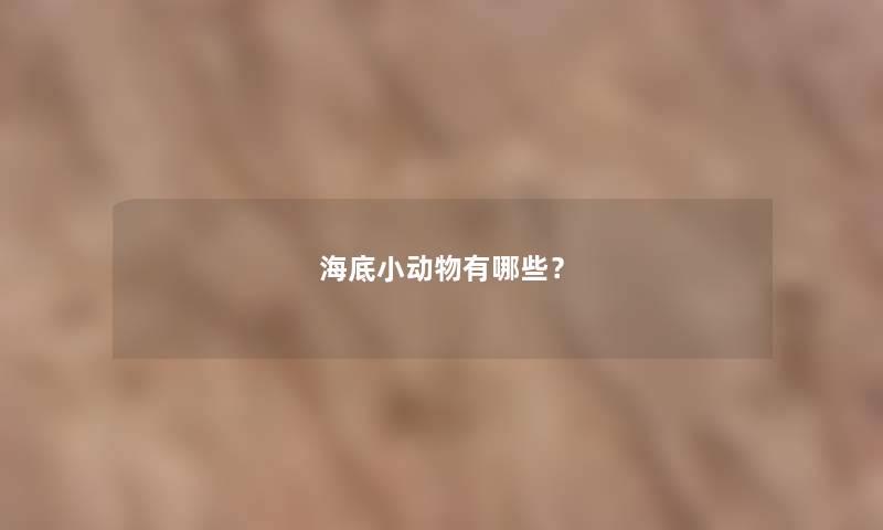 海底小动物有哪些？