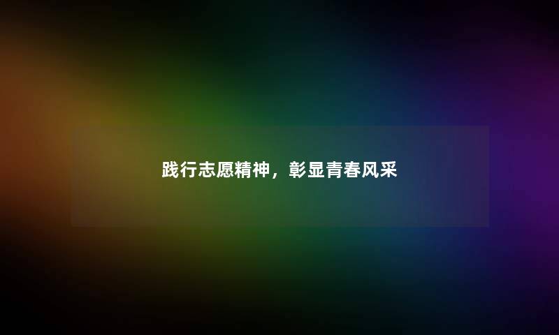 践行志愿精神，彰显青春风采
