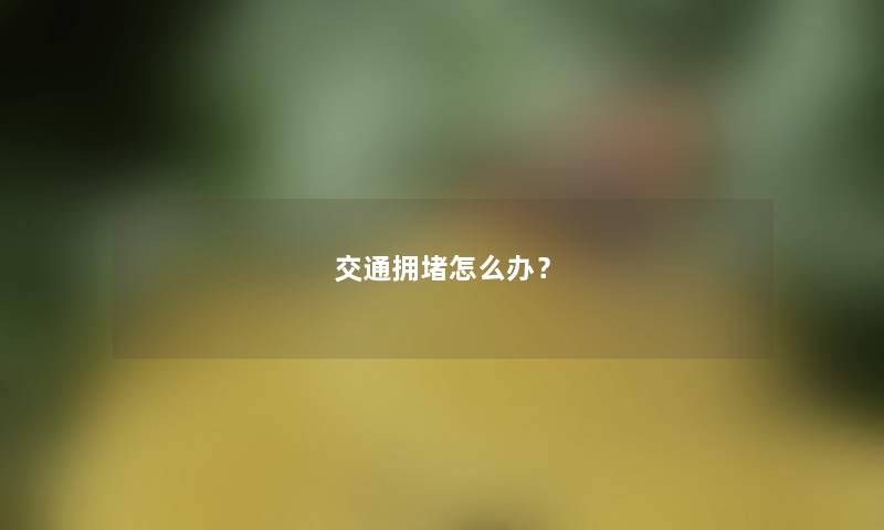 交通拥堵怎么办？