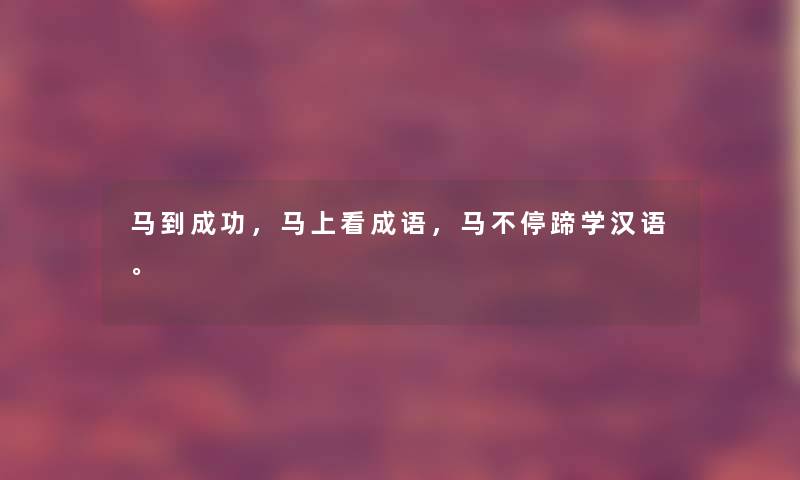 马到成功，马上看成语，马不停蹄学汉语。