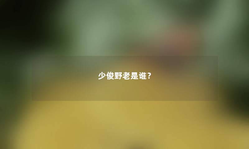 少俊野老是谁？