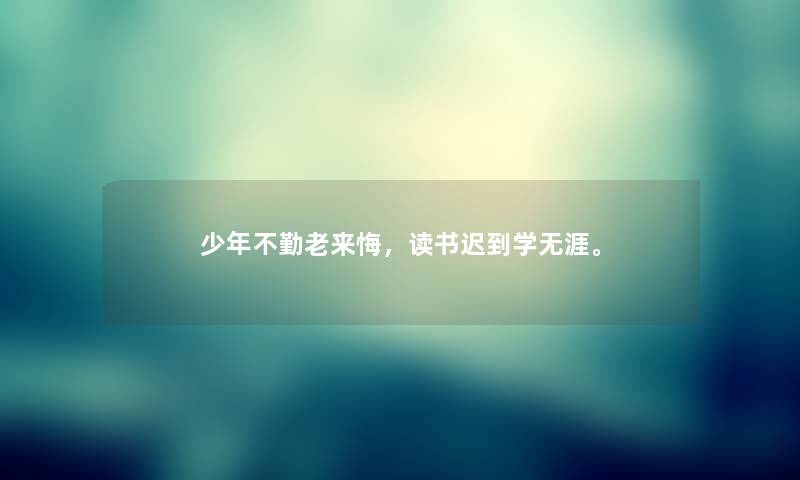 少年不勤老来悔，读书迟到学无涯。