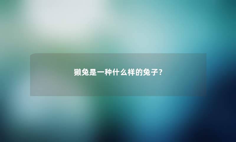 獭兔是一种什么样的兔子？