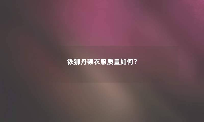 铁狮丹顿衣服质量如何？