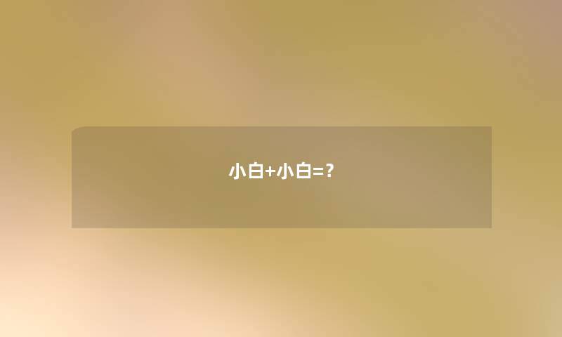 小白+小白=？
