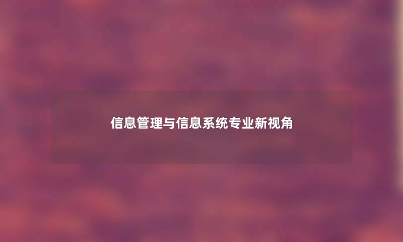 信息管理与信息系统专业新视角