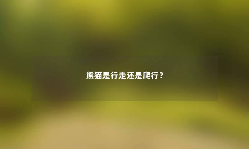 熊猫是行走还是爬行？