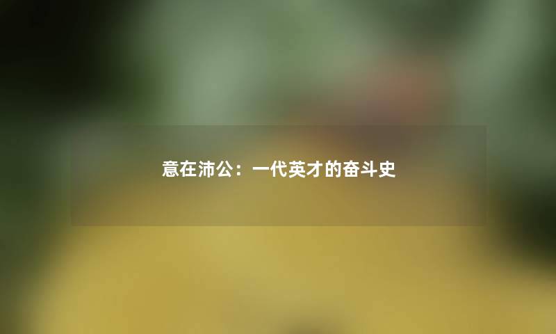 意在沛公：一代英才的奋斗史