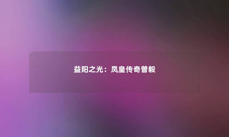 益阳之光：凤皇传奇曾毅