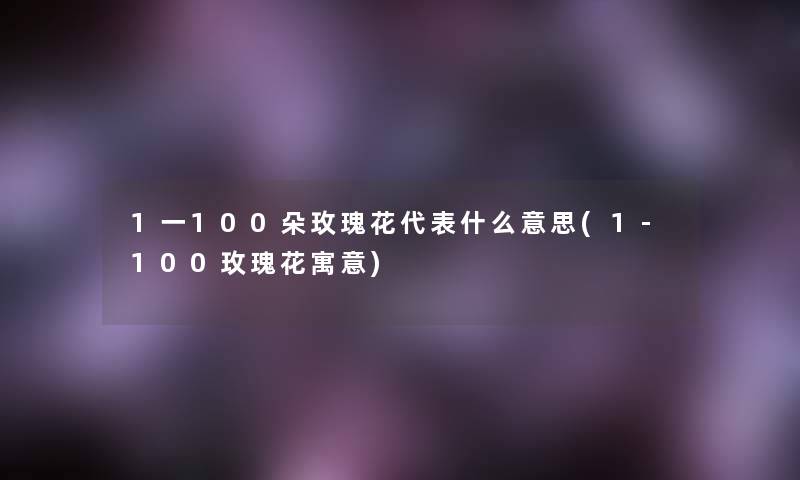 1一100朵玫瑰花代表什么意思(1-100玫瑰花寓意)