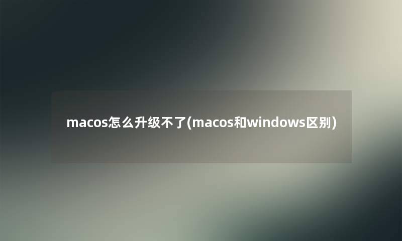 macos怎么升级不了(macos和windows区别)