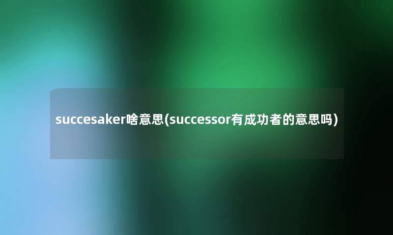 succesaker啥意思(successor有成功者的意思吗)