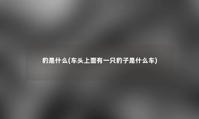 豹是什么(车头上面有一只豹子是什么车)