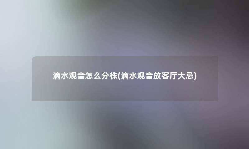 滴水观音怎么分株(滴水观音放客厅大忌)