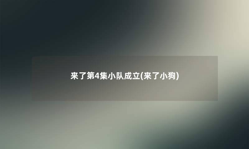 来了第4集小队成立(来了小狗)