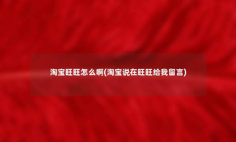淘宝旺旺怎么啊(淘宝说在旺旺给我留言)