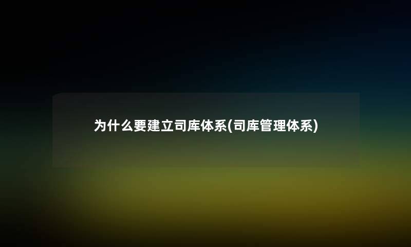 为什么要建立司库体系(司库管理体系)