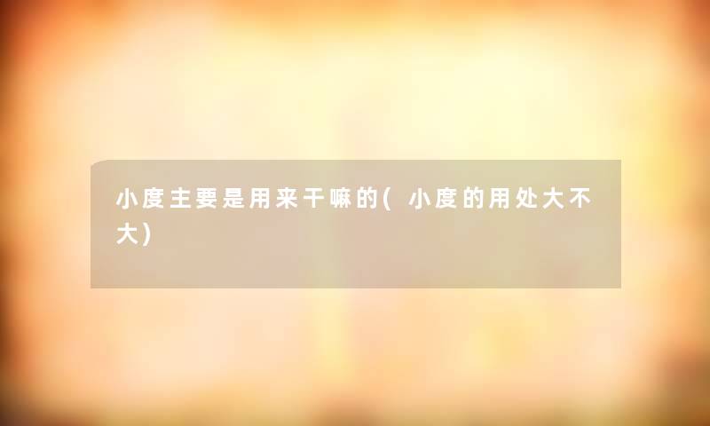 小度主要是用来干嘛的(小度的用处大不大)
