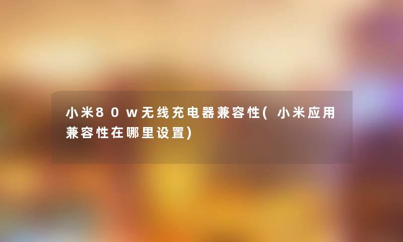 小米80w无线充电器兼容性(小米应用兼容性在哪里设置)