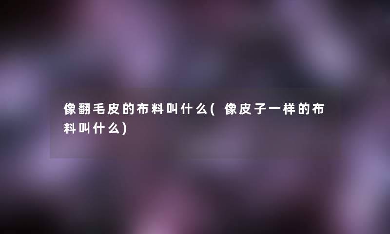 像翻毛皮的布料叫什么(像皮子一样的布料叫什么)