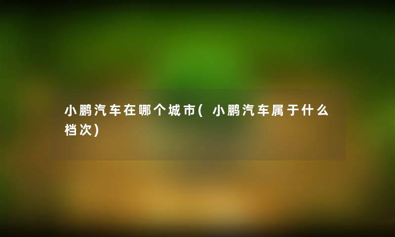 小鹏汽车在哪个城市(小鹏汽车属于什么档次)