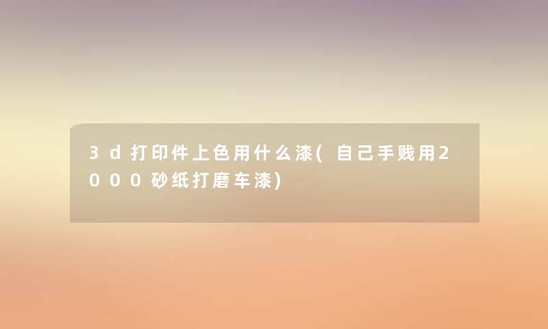 3d打印件上色用什么漆(自己手贱用2000砂纸打磨车漆)