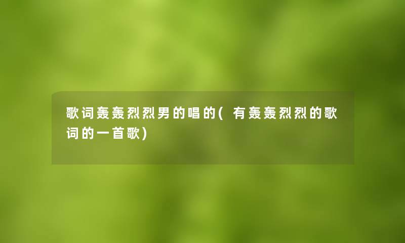 歌词轰轰烈烈男的唱的(有轰轰烈烈的歌词的一首歌)