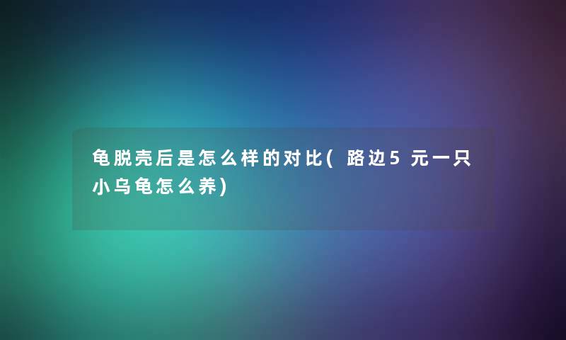龟脱壳后是怎么样的对比(路边5元一只小乌龟怎么养)