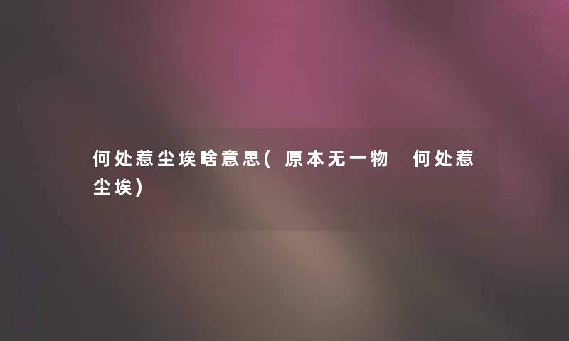 何处惹尘埃啥意思(原本无一物 何处惹尘埃)