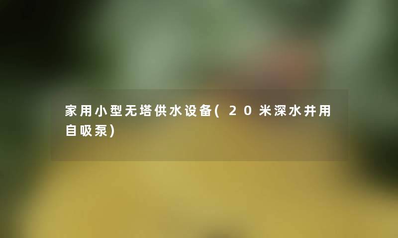 家用小型无塔供水设备(20米深水井用自吸泵)