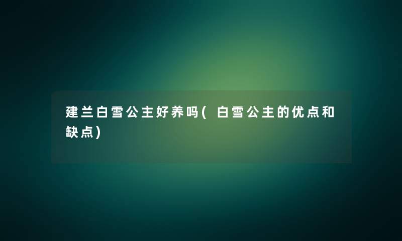 建兰白雪公主好养吗(白雪公主的优点和缺点)