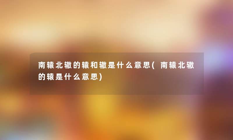 南辕北辙的辕和辙是什么意思(南辕北辙的辕是什么意思)