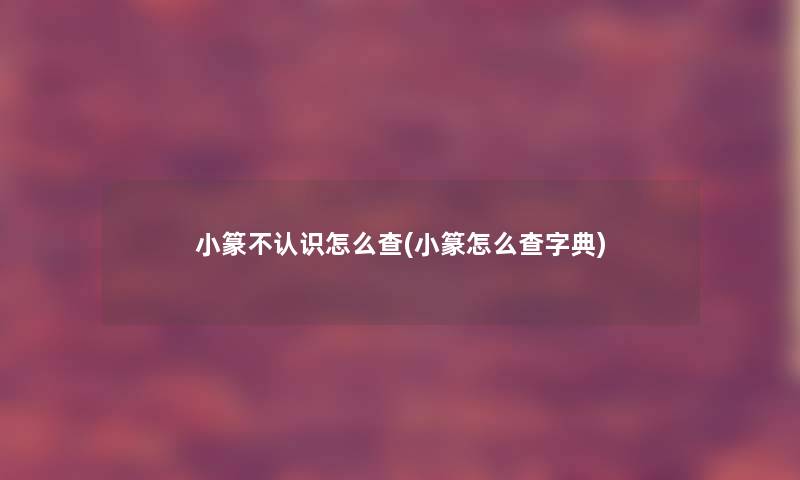 小篆不认识怎么查(小篆怎么查字典)