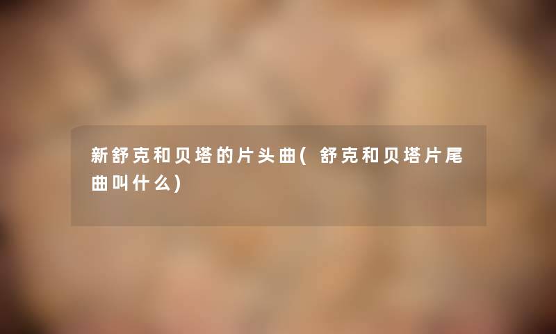 新舒克和贝塔的片头曲(舒克和贝塔片尾曲叫什么)