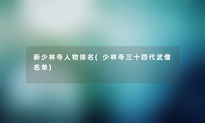 新少林寺人物推荐(少林寺三十四代武僧名单)