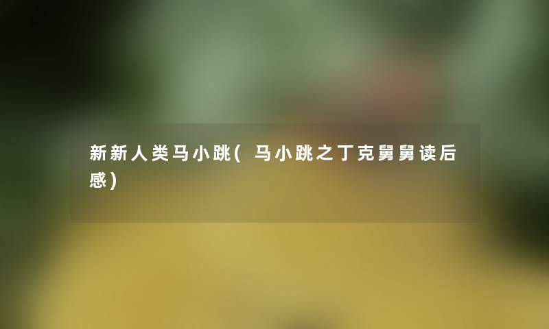 新新人类马小跳(马小跳之丁克舅舅读后感)